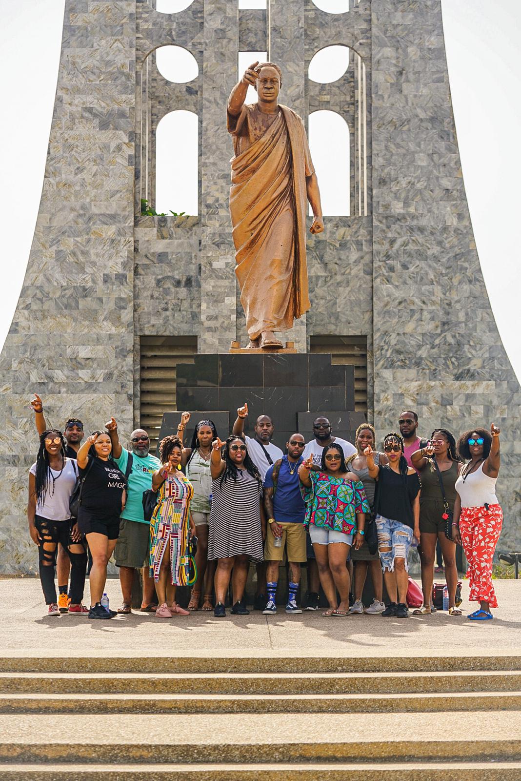 A BATW group posing at the Kwame Nkrumah Memorial Park in Accra, Ghana